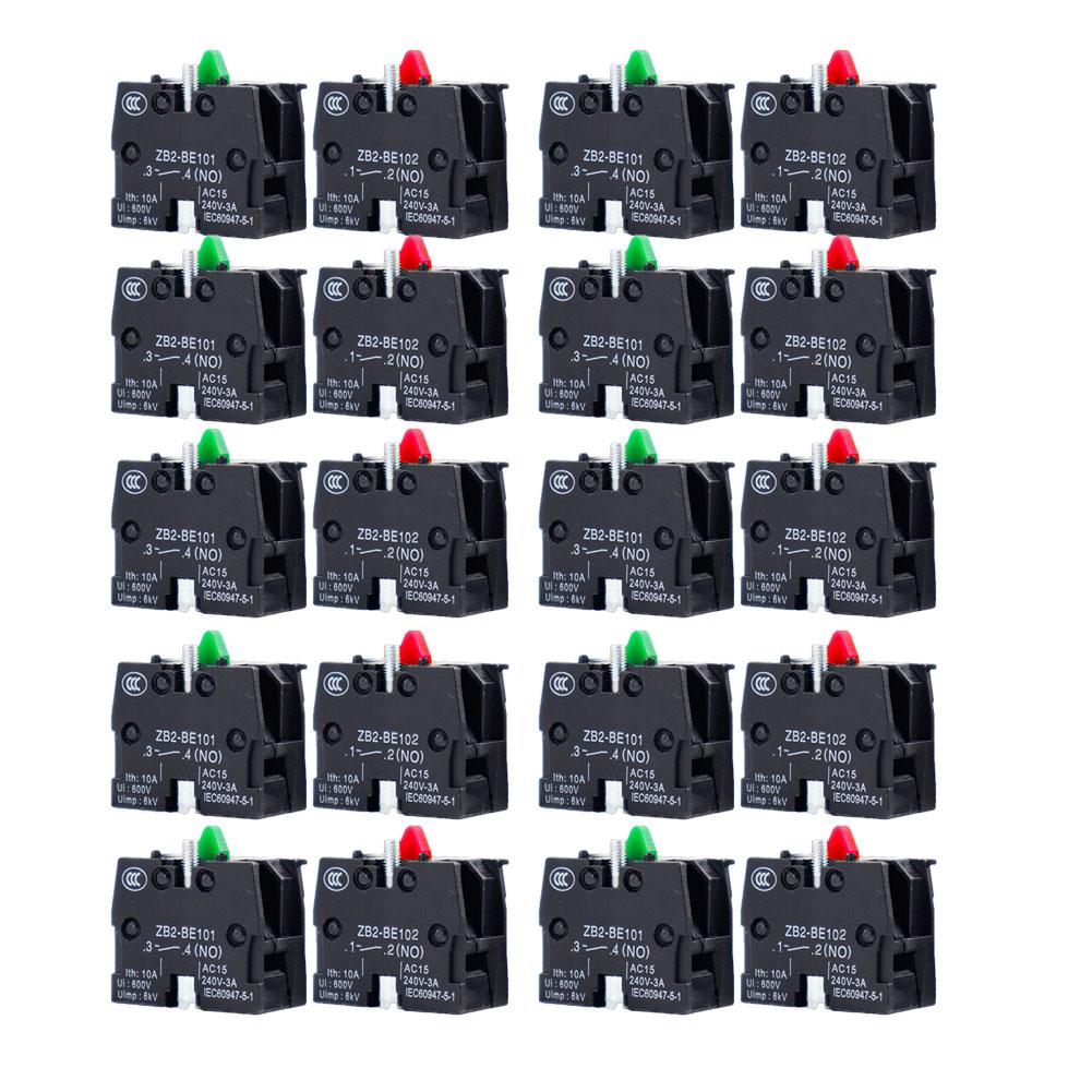 10PCS Pushbutton Switch Auxiliary Contacts Copper Contact NO And Normally With Thickened Outer Shell & An Insulated Modular Base