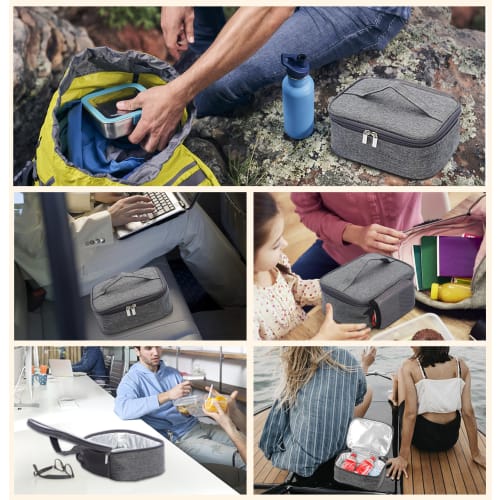 ZenCT Electric Lunch Bag, CT231, Gray, with Built-in Heater, Heats up to 50C, Insulates for Hot and Cold Lunches, Removable Heater, Fully Washable, L