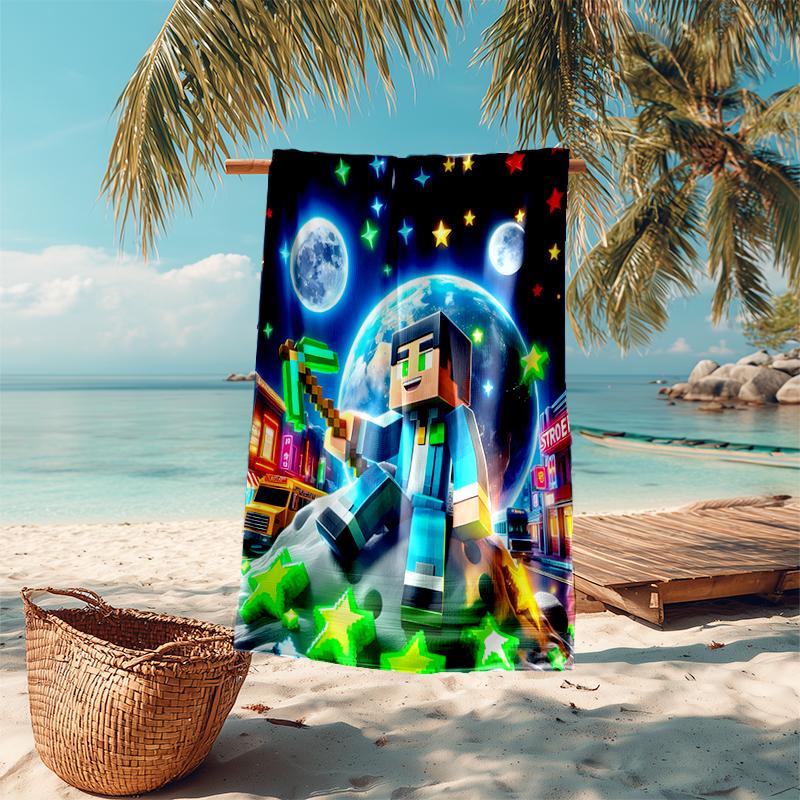 Beach Towel with Minecraft Pattern - soft,absorbent,machine washable Lightweight&Modern,swimming,Travel Essentials