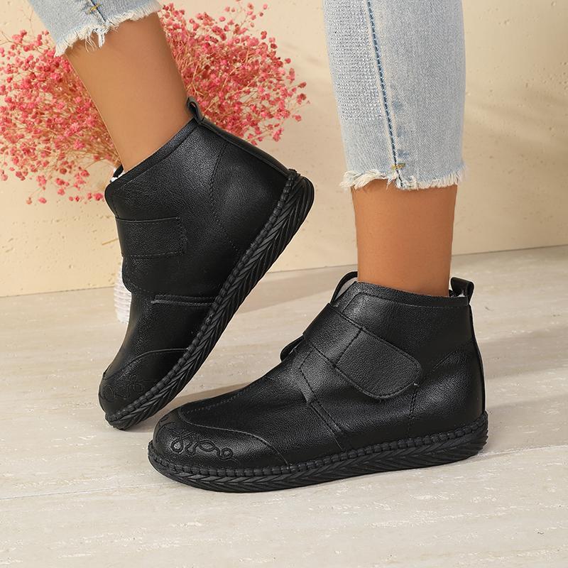 Women's Winter Mom Shoes Fleece-Lined Warm Thickened Sheepskin Non-Slip Flat Mid-Age Cotton Shoes for Autumn And Winter
