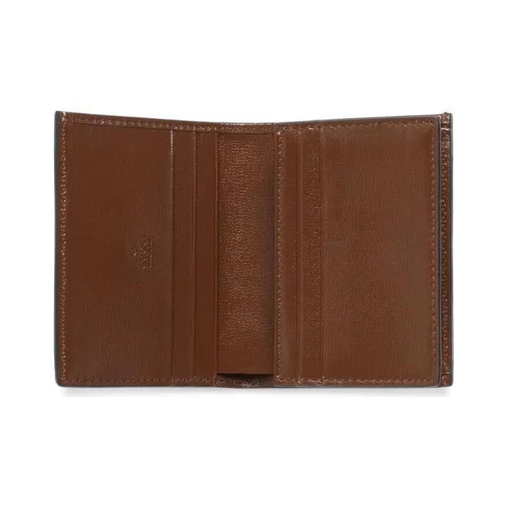 GUCCI Jackie 1961 Gold Lock Monogram Double-Fold Design Canvas and Leather Clutch Bag Wallet Card Holder Small Women's Green Brown