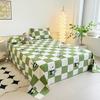 Cute Cartoon Panda Bed Sheet Set Cotton Thickened Green Plaid Bed Cover Soft Breathable 3Pcs Bedding Set for Kids Boys Girls