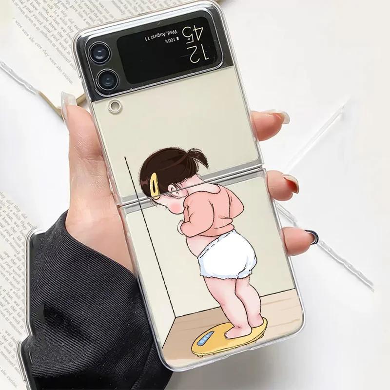 Милый Мультяшный Чехол Пара для Samsung Galaxy Z Flip 6 ZFlip 5 5G Samsung ZFlip 4 Z Flip 3 Чехол-сумка Ударопрочный Прозрачный Чехол