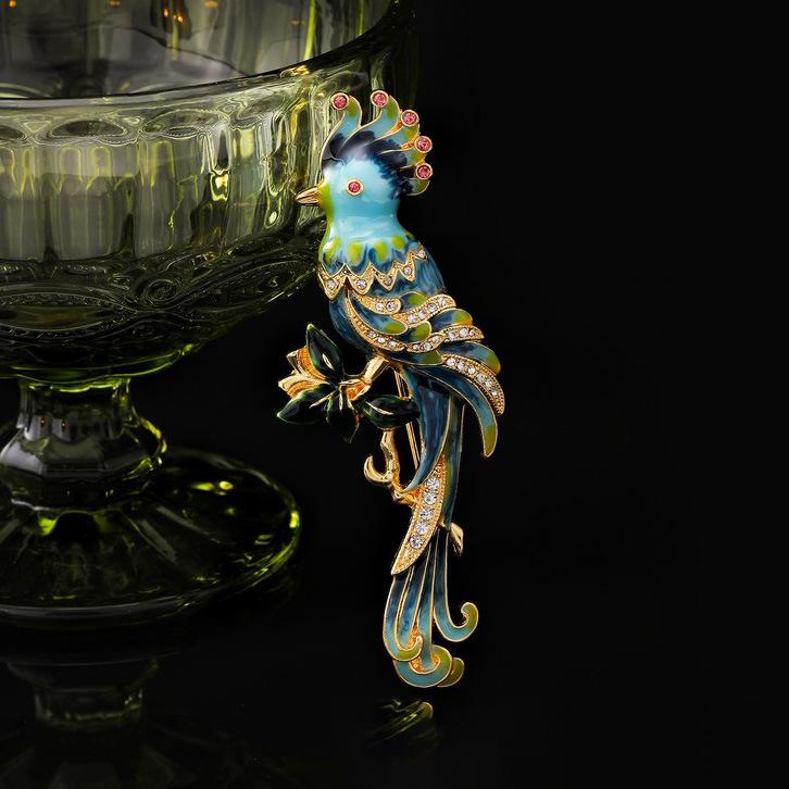 Винтажная брошь-попугайчик, высококачественный женственный эмалированный корсаж, креативный дизайн, булавка для чувств, аксессуары для костюма