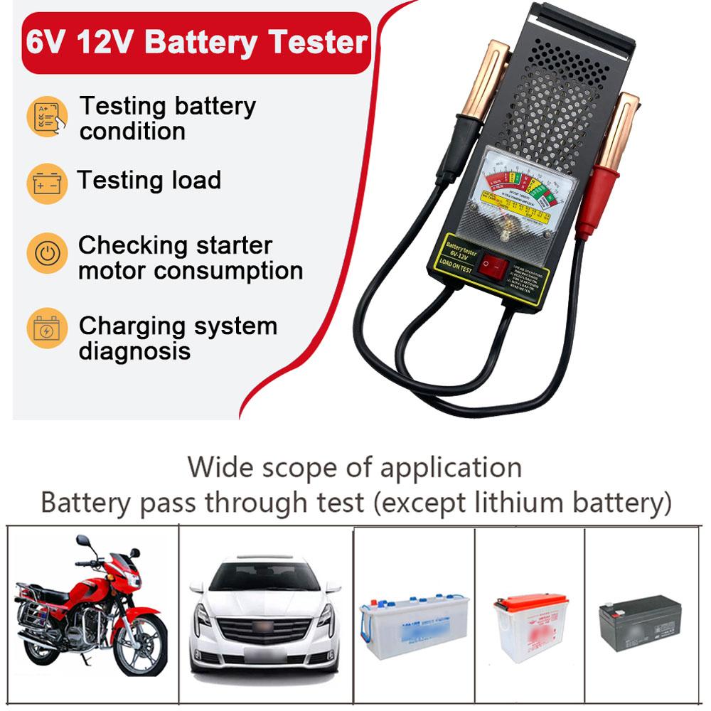 6 В-12 В автомобильный тестер нагрузки аккумулятора тестер генератора с вольтметром и зажимами типа «крокодил» для аккумуляторов автомобилей, мотоциклов, квадроциклов, лодок