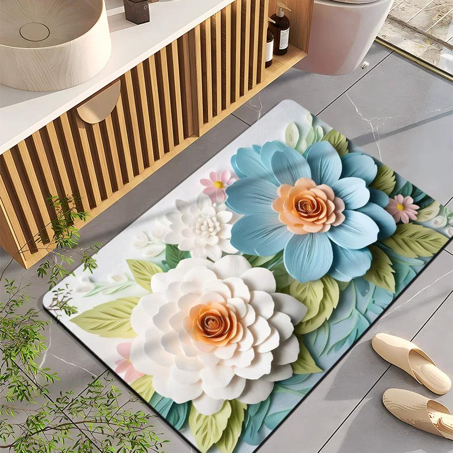 Bathroom Floor Mat, Diatomaceous Earth Non-Slip Water-Absorbent Entrance Mat, Quick-Drying Household Foot Mat, Toilet Door Carpet