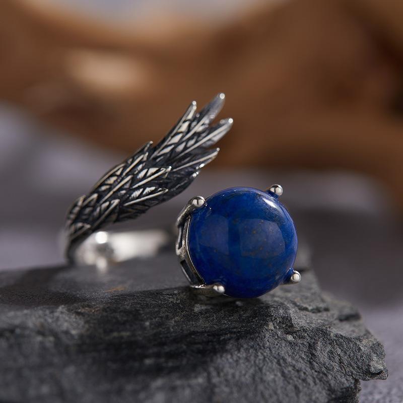 Серебряное кольцо Baotai из стерлингового серебра S925, натуральный малахит, синий, золотой, белый агат, женское, нишевый дизайн, перо, открытое кольцо