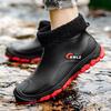 Мужские новые короткие резиновые сапоги для улицы, рабочая уличная обувь, водонепроницаемые сапоги, модные резиновые сапоги, модная износостойкая пластиковая обувь
