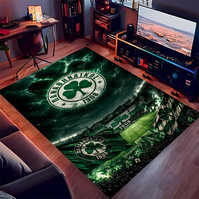 1pc Panathinaikos FC Print Area Rug - Soft,Washable Non-Slip Indoor Mat for Office Chairs,Living Room,Home Office Decorative Rug