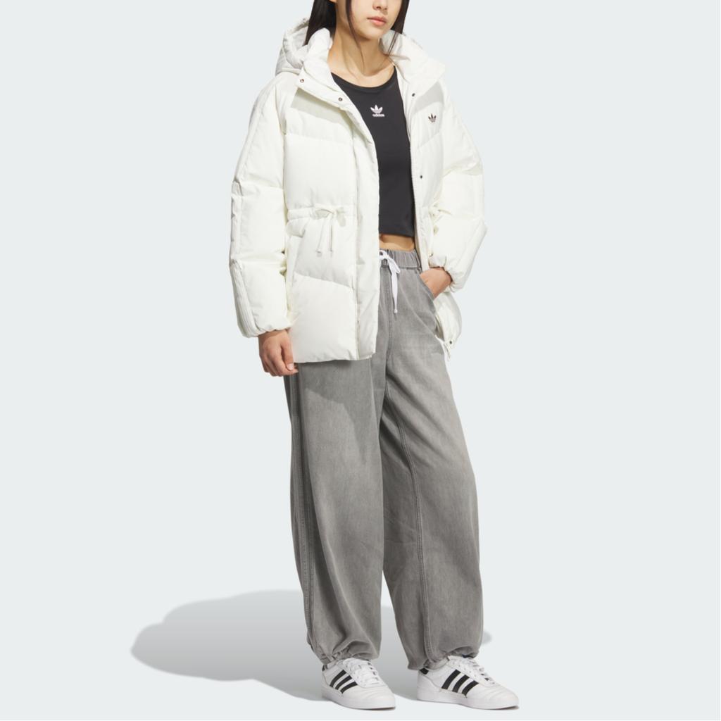adidas Оригинальный пуховик средней длины с капюшоном, удобный, теплый, спортивный, из утиного пуха, женские куртки KF3685