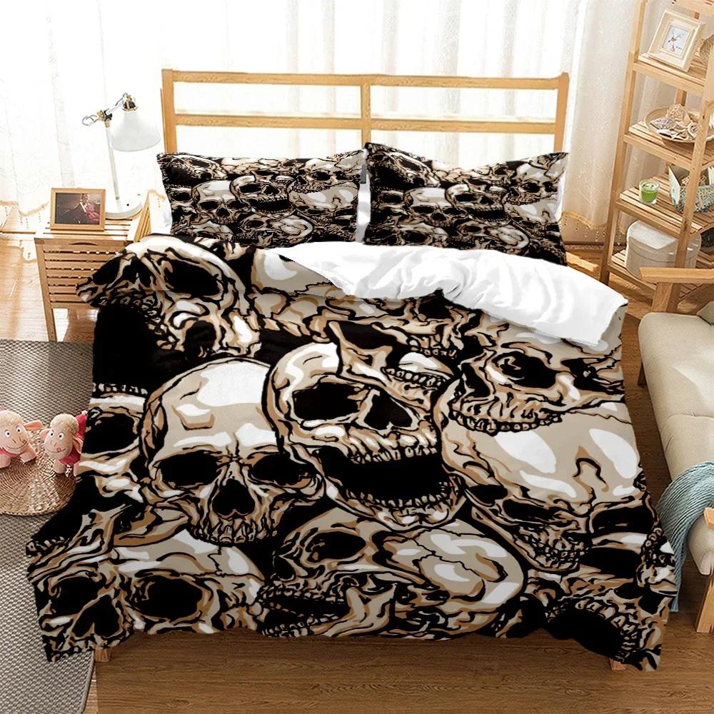 3D Print Mysterious Colored Skeleton Comfortable Duvet Cover Pillowcase Bedding Set Children Bedroom Decoration Home Textile