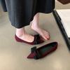 Весна и осень 2024 года, новые французские темпераментные туфли-одиночки, маленькие ароматные туфли с бантом и острым носком, с плоским дном и неглубоким горлом, женские туфли Мэри Джейн