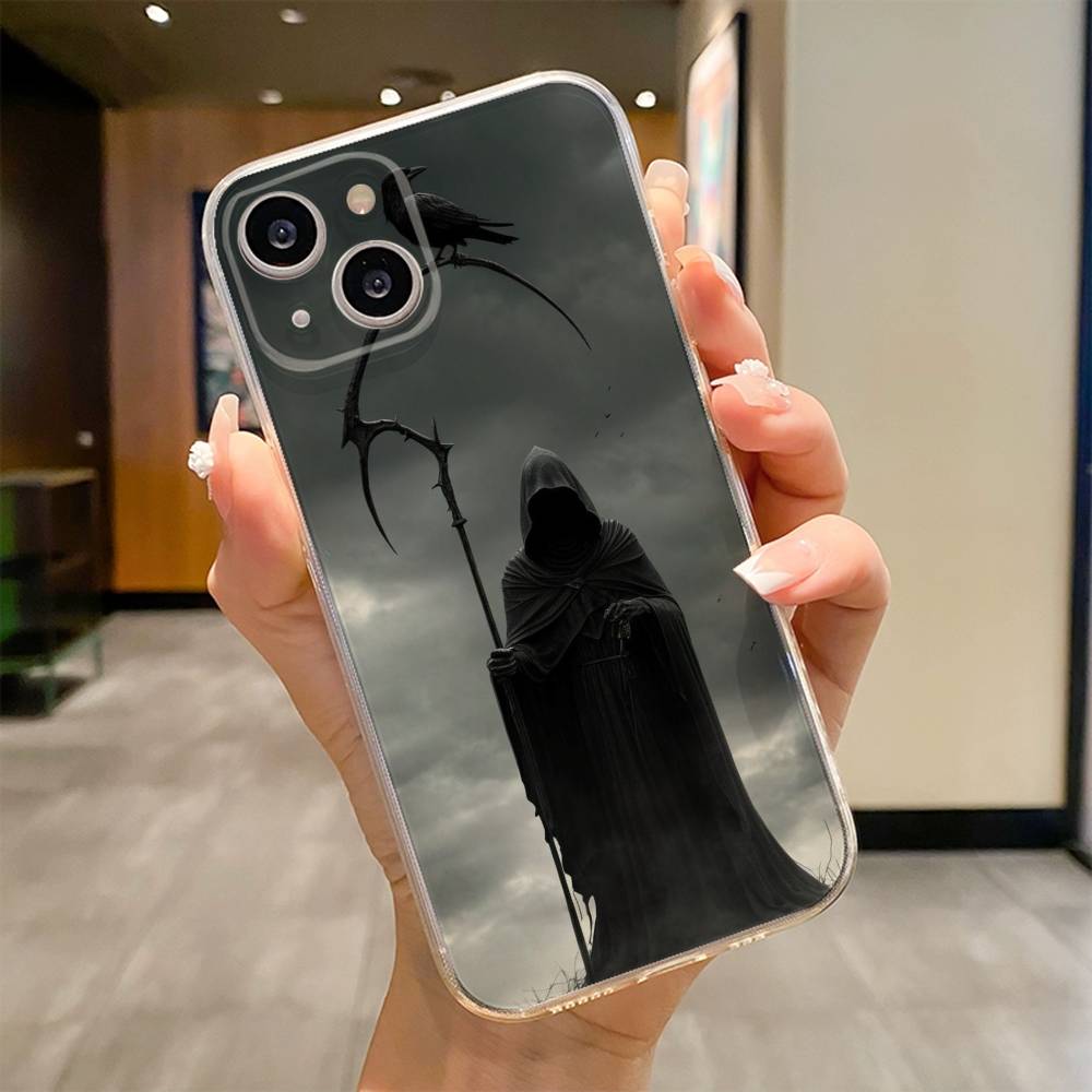 Чехол для телефона Череп Скелет Жнец Для iPhone 17 16e 16 15 14 13 12 11mini Pro Max X XR XSMAX 8 7 Air Plus Мягкий чехол