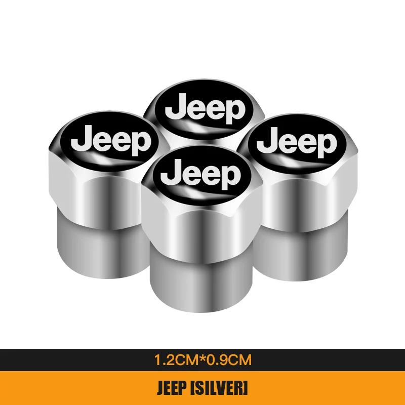 For Jeep 4Pcs Metal Car Wheel Tire Valves Caps Waterproof Dustproof Cover For Jeep Grand Cherokee Wrangler JK Gladiator Compa