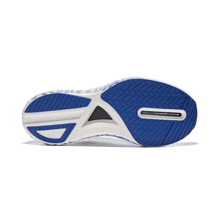 SAUCONY Endorphin Pro 3 Шнуровка Нескользящие Прочные Низкие Кроссовки с Карбоновой Пластиной для Марафона Унисекс Кроссовки Желто-Синие S20755-203