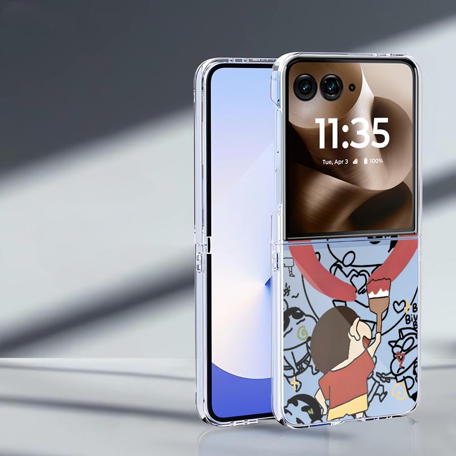 Cool Crayon Shin Chan Soft Clear Phone Cover Luxury Funda Case for Motorola Razr 50/60 50Ultra 60 Ultra 50