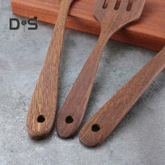 Деревянная ложка для риса с длинной ручкой, плоская лопатка для жарки, половник, кухонная утварь с закругленными краями, кухонные принадлежности