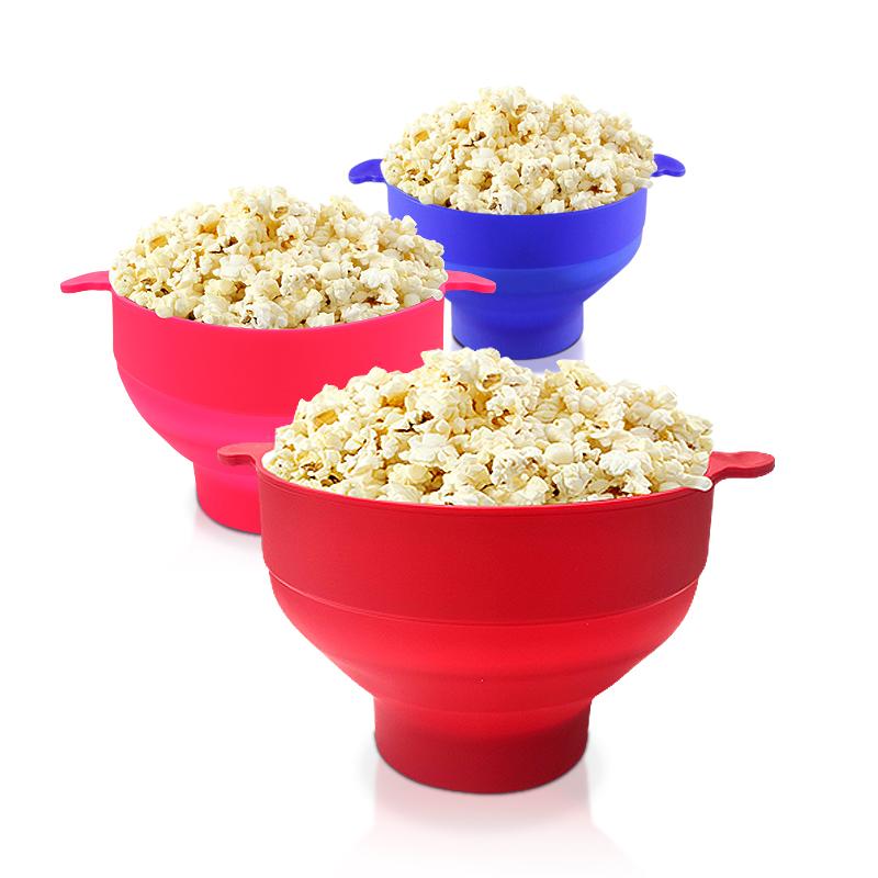 Collapsible Silicone Lid Microwave Popcorn Maker with BPA Free Bowls