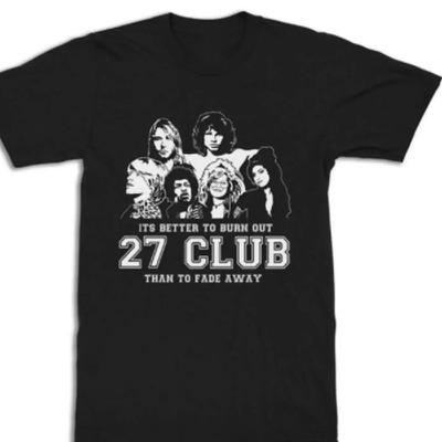 Клуб 27 Эми Уайнхаус Джим Моррисон Футболка Черная S-5XL длинный рукав