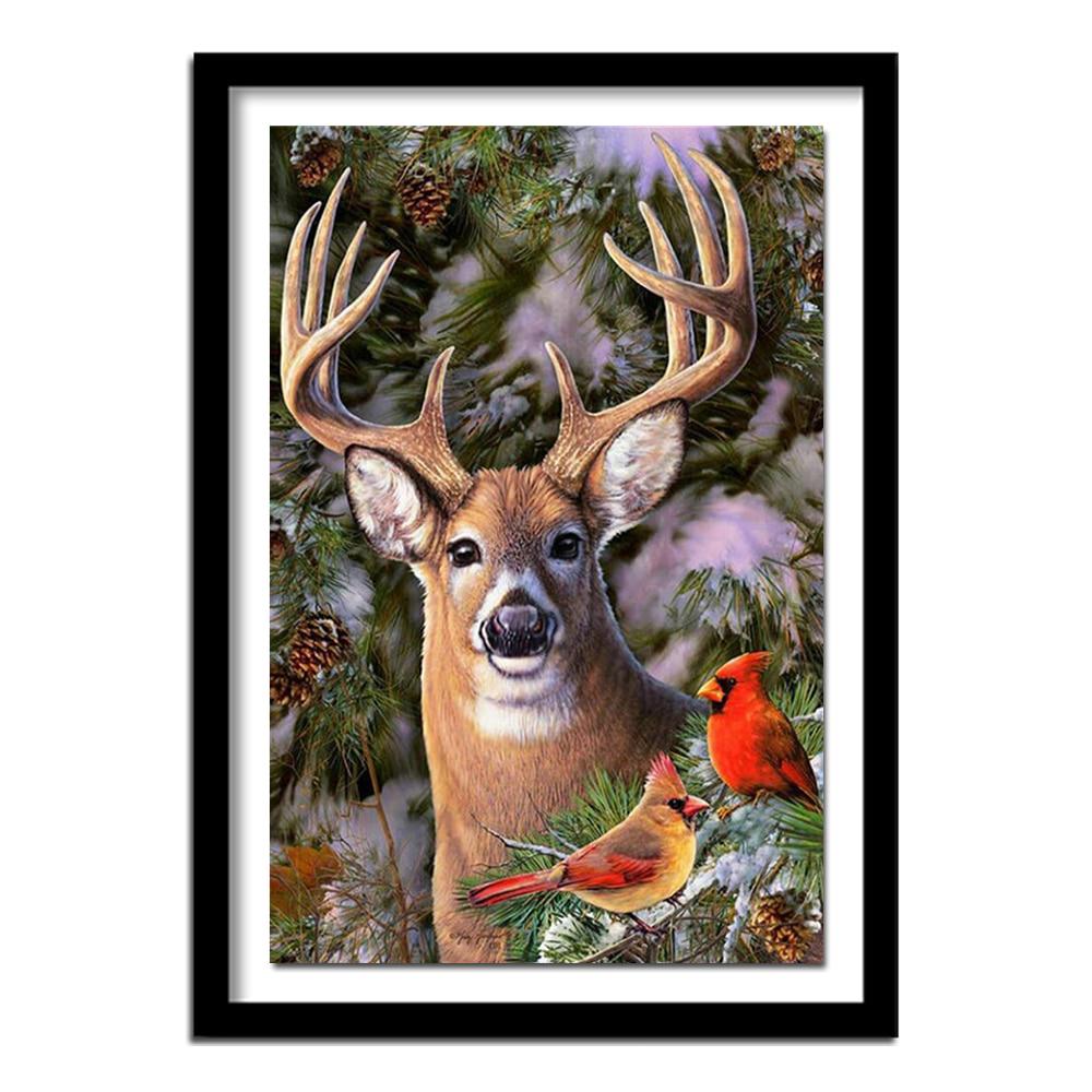 5D Diy Алмазная картина Вышивка крестом «Олени и птицы» Полный круглый алмазный рукоделие Стразы Ремесла