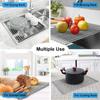 Dish Drainer Foldable Stainless Steel Roll Up Dish Drying Rack Shelf Kitchen Sink Holder Organizer Bowl Tableware Plate Storage