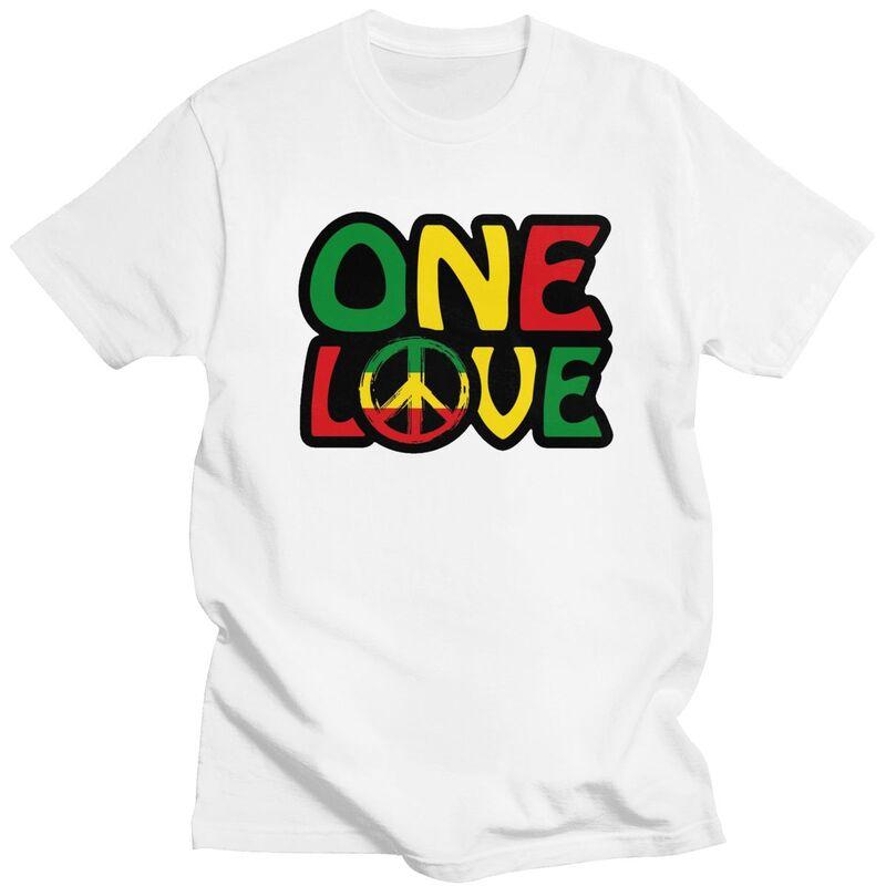 Мужская футболка на заказ ONE LOVE с символом мира, повседневная футболка, одежда в стиле ямайского регги