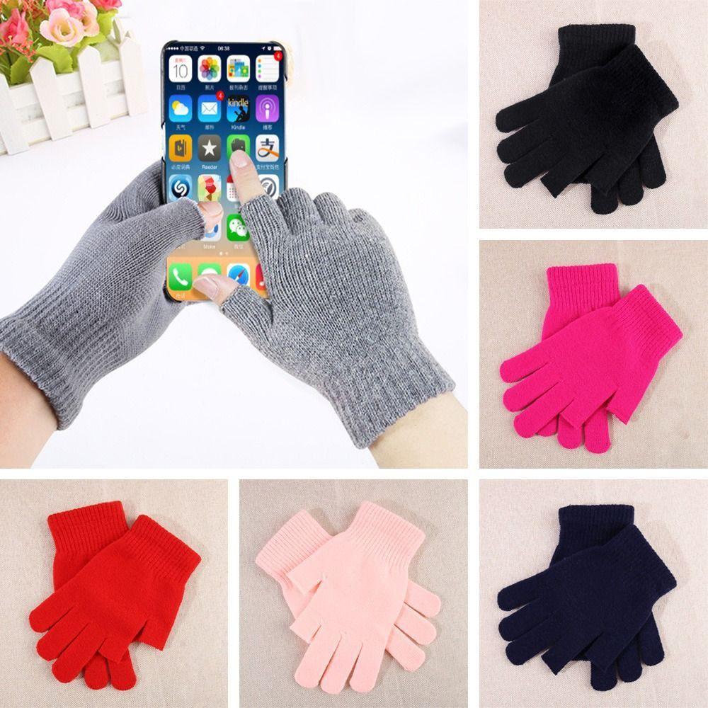Gloves Outdoor Sport Woolen Knitting Women Gloves Thick Plush Full Finger Mittens Furry Warm Mitts