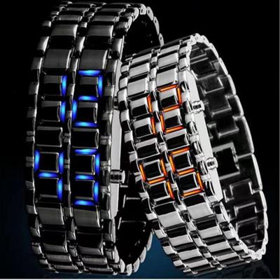 Корейская версия модных светодиодных часов Lava Steel Band Watch - крутые студенческие мужские повседневные наручные часы с цепочкой