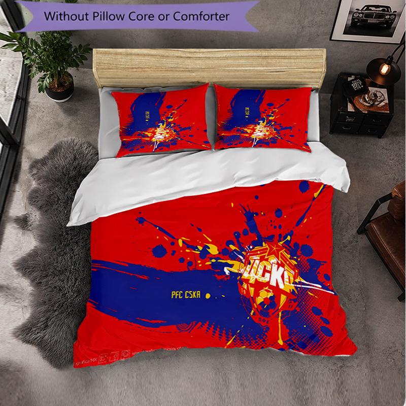 CSKA Moscow 3 Piece Bedding Set Soft Duvet Cover Set with Pillowcases Printed Bedroom Decor Set for Home