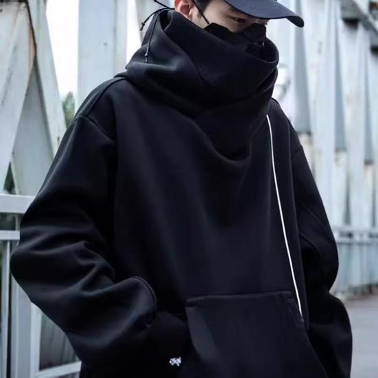 Зимняя толстовка унисекс с капюшоном и защитой шеи, высокий воротник и капюшон в стиле хип-хоп, большой передний карман, утепленная верхняя одежда для отдыха