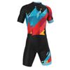 Unisex Short Sleeve Triathlon Suit Cycling Jersey Running Top Blue Red Color Block Sportswear