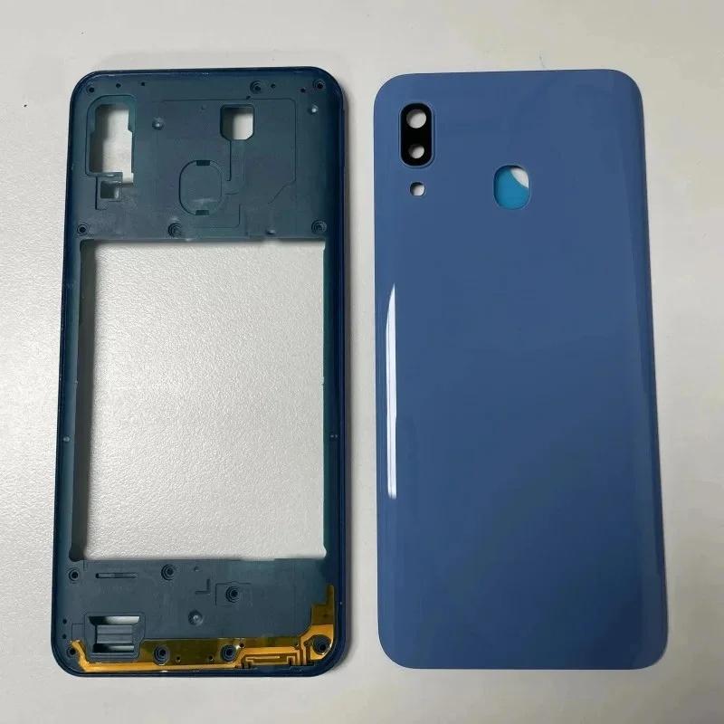 For Samsung Galaxy 30 2019 305 305F Middle Frame Bezel Battery Back Cover Rear By Housing Case With Camera Frame Lens