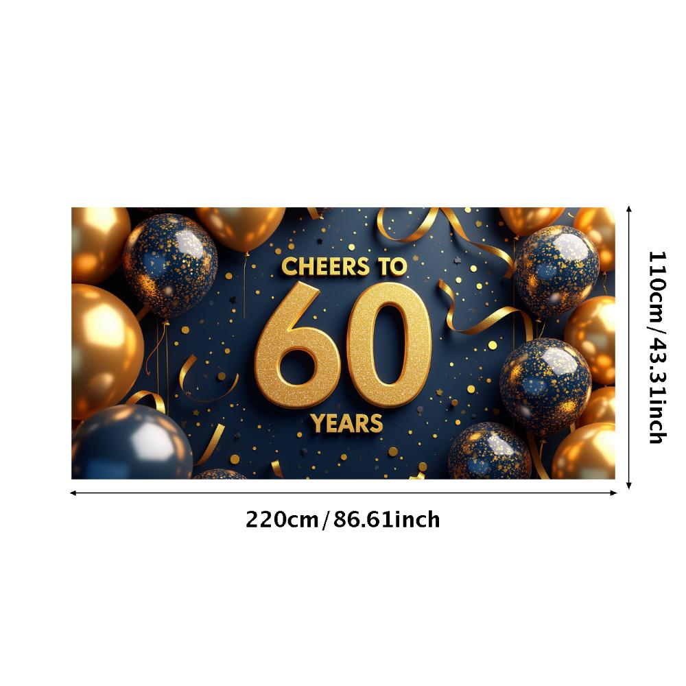 60th Anniversary Banner Cheers to 60 Years Backdrop Glitter Party Decoration Birthday Wedding Event Photography Background Props