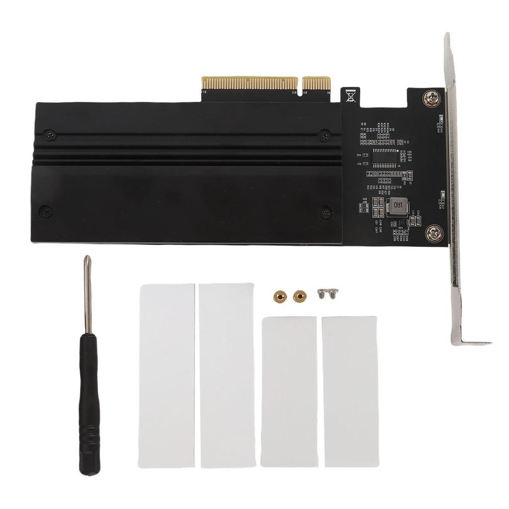 NVMe PCIe Adapter Card 2 Port M.2 NVMe to PCIe 4.0 X8 Card with Aluminum Heat Sink M.2 to PCI