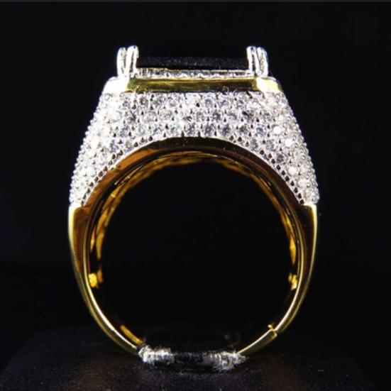 Мужчины Женщины Большой Прямоугольный Цирконий Покрытием Палец Кольцо Ювелирные Изделия