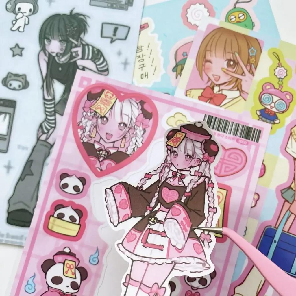 Angel Sticker Korean Goo Card Sticker Goo Winter Girl Character Sticker Notebook Material