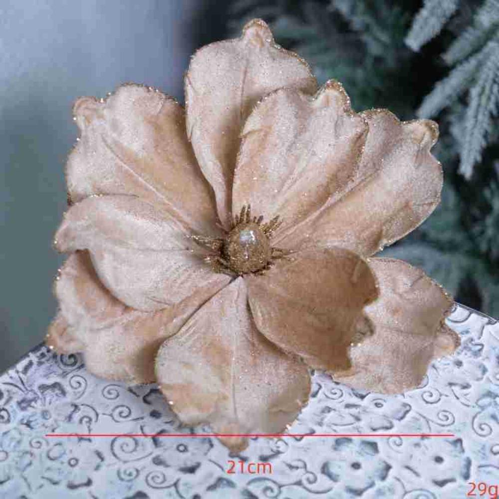 Xmas Tree Decoration 3D Simulation Magnolia 21cm Fake Flowers New Year