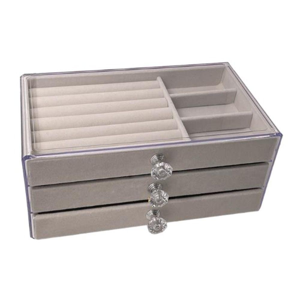 3-Tier Three Drawer Jewelry Box Dust-proof Earrings Jewelry Box Jewelry Storage Box  Home
