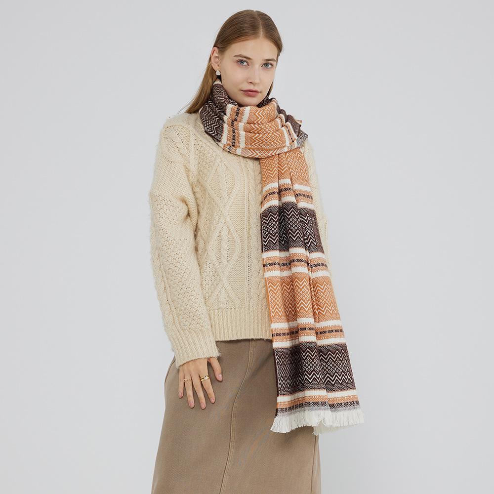 Nordic Retro Scarf Bohemian Imitation Cashmere Jacquard Women's Winter Acrylic Imitation Cashmere