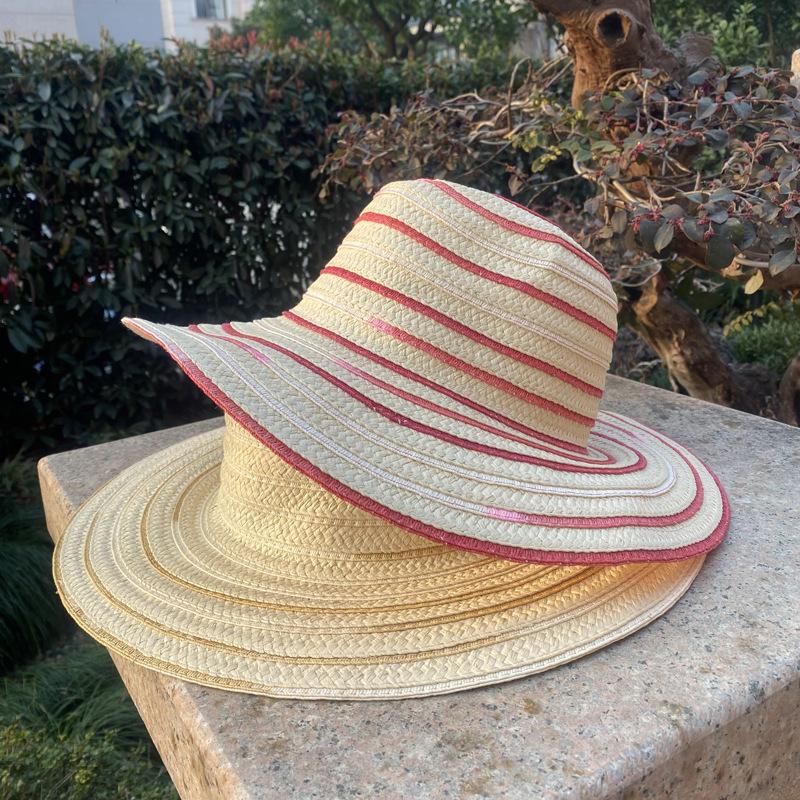 Large brimmed straw hat sunscreen temperament papyrus lafite beach hat sunshade hat lady summer sun panama hat jazz hat man