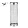 Shrimp Grill Basket Rotating BBQ with Wood Handle Stainless Steel Gas Cylinder Cage for Camping Non-Stick Outdoor Cooking Tool