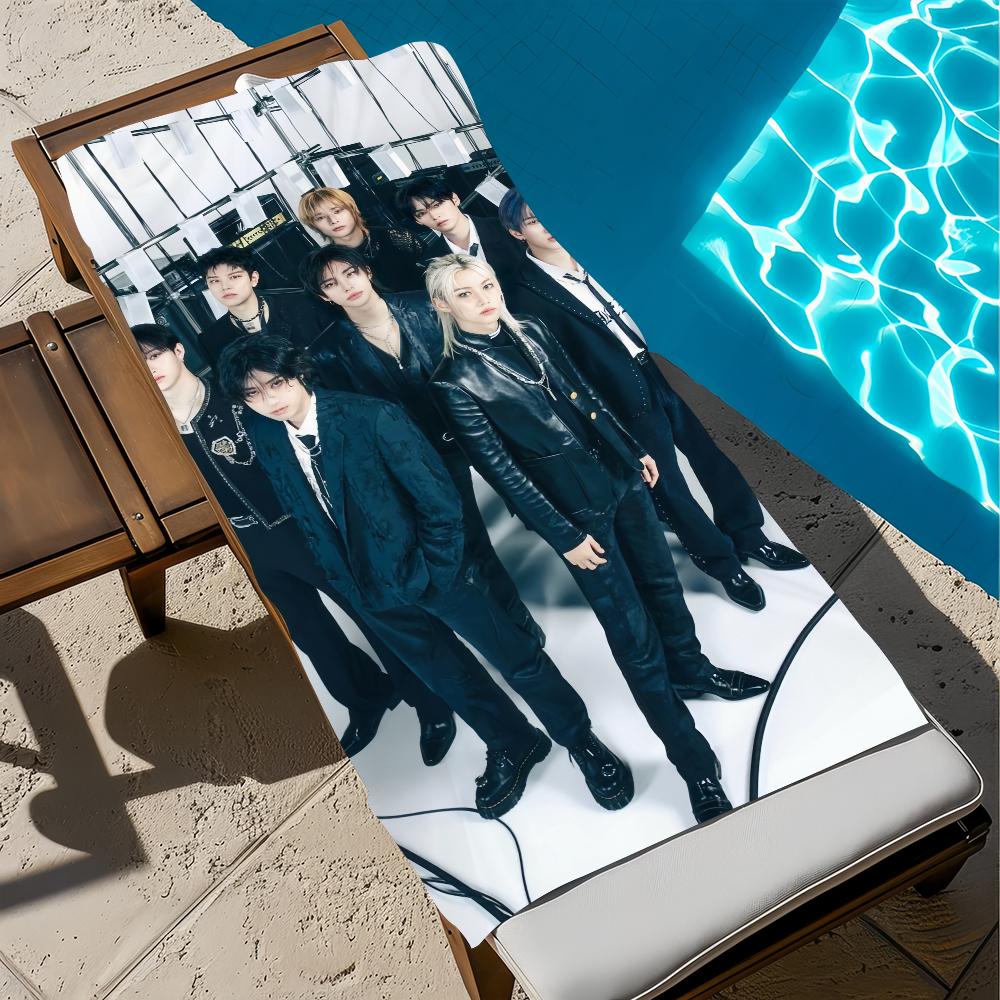 Музыкальное полотенце KPOP Мягкое для бассейна Подарок для путешествий Тренажерного зала Душа Кемпинга Быстросохнущее Спортивное S-Stray K-Kids Большое пляжное полотенце