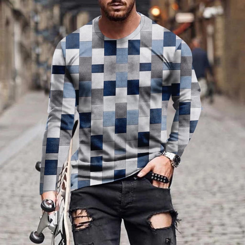 Men's T Shirt Graphic Abstract Neck Clothing Apparel Outdoor Long Sleeve Print Fashion Designer Vintage