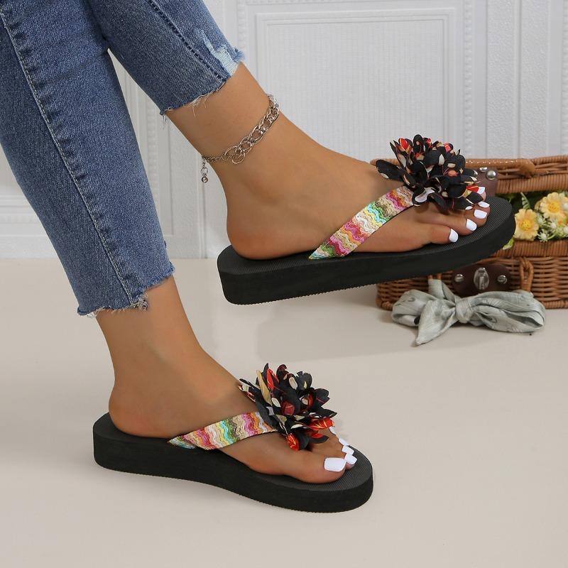 Модные женские шлепанцы, летние пляжные шлепанцы на платформе, повседневные сандалии на танкетке, летняя женская обувь