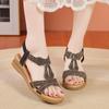 Fashion Women's Shoes 2024 Hot Sale Elastic Band Women's Sandals Fashion Peep Toe Daily Sandals Women New Crystal Solid Wedge Sandals