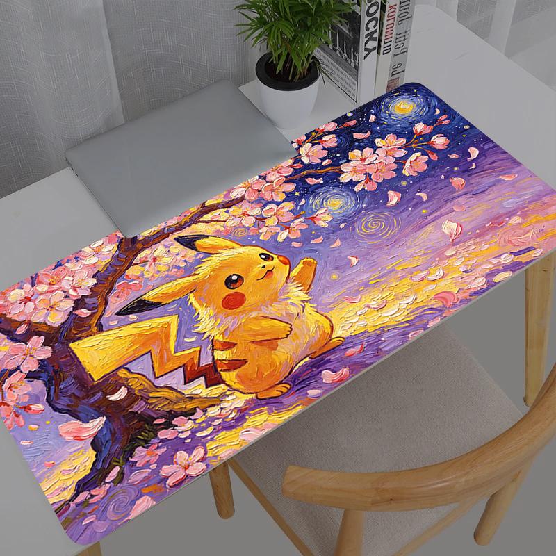 Large Mouse Pad Carpet Pokemon Pikachu Laptop New Pc Gamer Keyboard Mat XXL Mousepad Edge White Tassel Rubber Table Mat