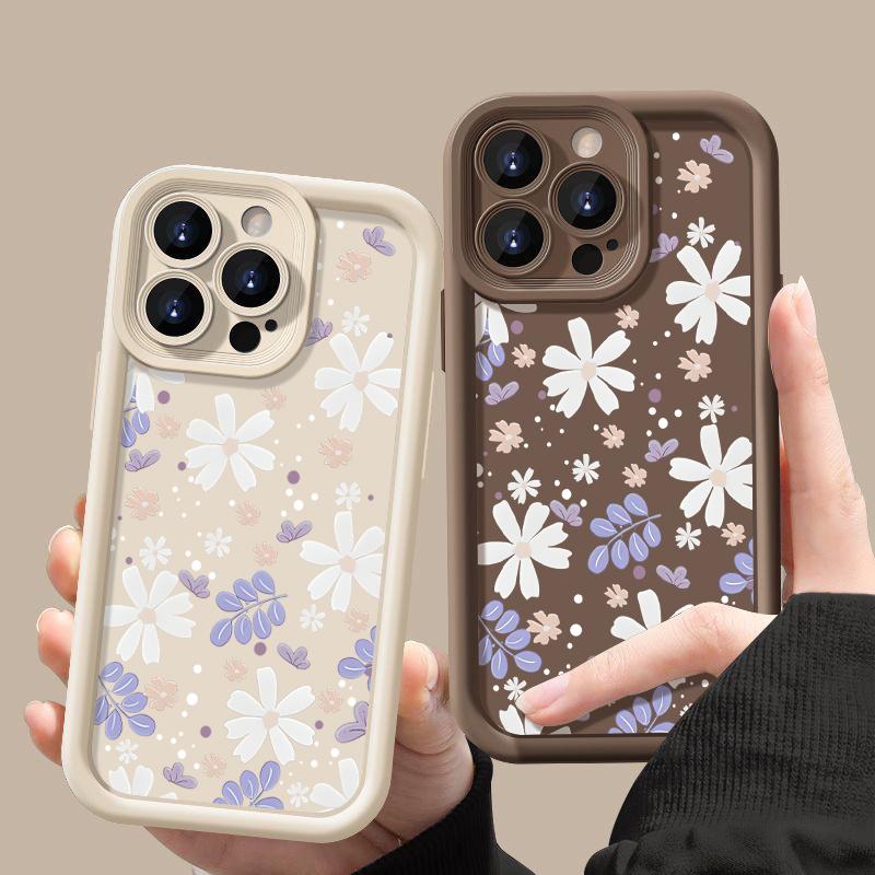 Чехол для телефона с подсолнухом и семилистной травой для iPhone 15 Pro Max 11 12 13 16 14 Plus, силиконовый противоударный чехол, защитная крышка для объектива