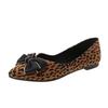 Leopard Print Single Shoes Spring  New Pointy Bow Soft Sole Women 'S Shoes Net Red Comfortable Versatile Flat Shoes
