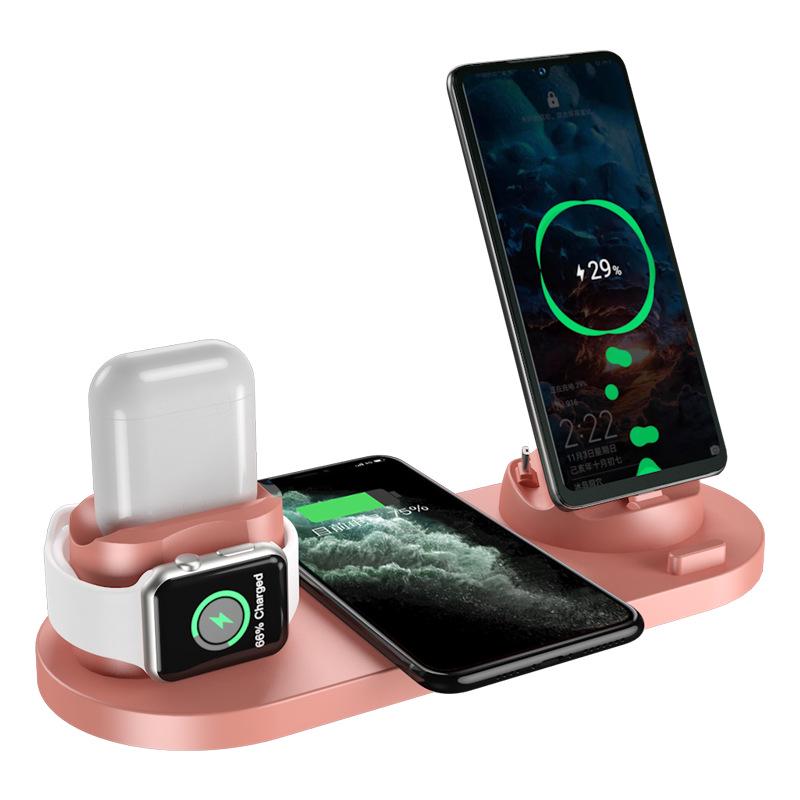 Беспроводное зарядное устройство «шесть в одном» для устройств Apple: Быстрая зарядка для iPhone, часов и наушников