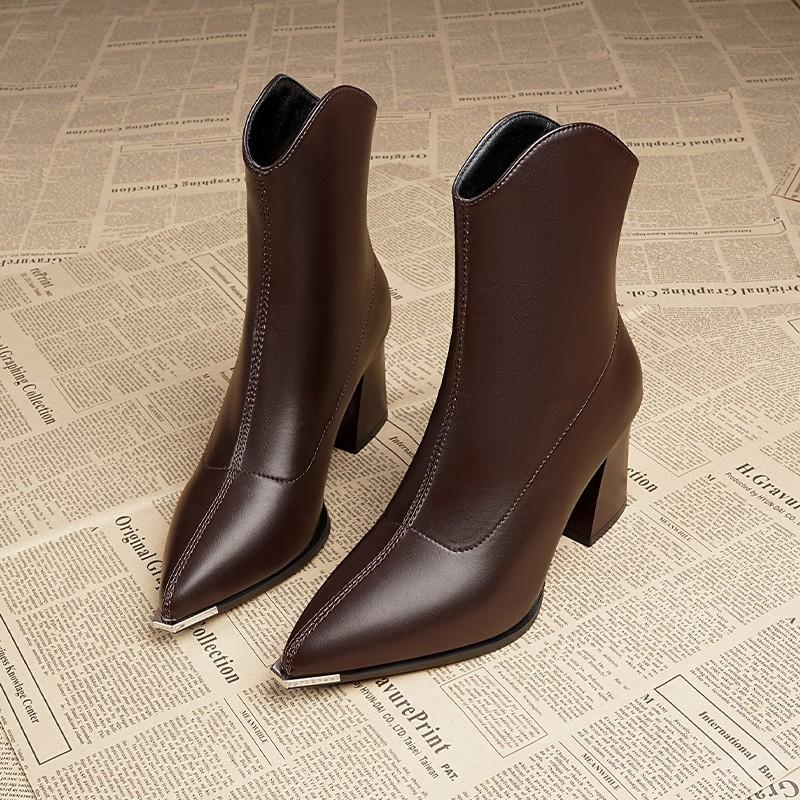 Women's Spring And Autumn Short Ankle Casual High Heel Sexy Women's Boots Shoes